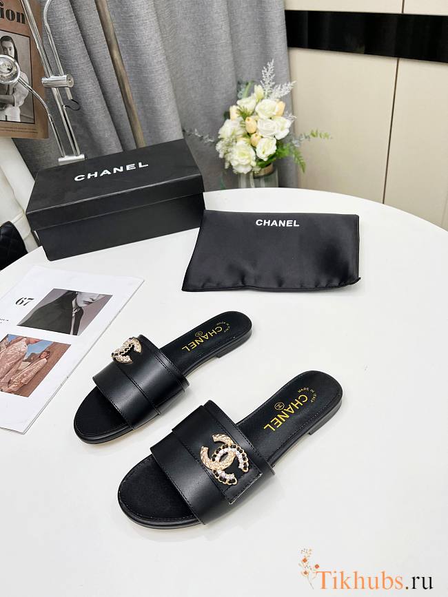 Chanel Black Slide Sandal  - 1