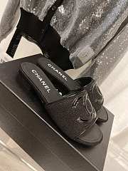 Chanel Black Leather & Mesh CC Slide Sandals - 2