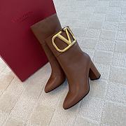 Valentino V Buckle High Heel Brown Boots - 2