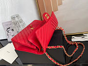 Chanel Flap Bag Chevron Lambskin Red Gold 25cm - 3