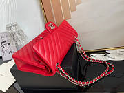 Chanel Flap Bag Chevron Lambskin Red Silver 25cm - 4