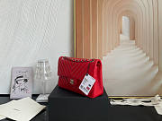 Chanel Flap Bag Chevron Lambskin Red Silver 25cm - 3
