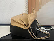Chanel Flap Bag Chevron Lambskin Beige Silver 25cm - 3