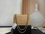 Chanel Flap Bag Chevron Lambskin Beige Silver 25cm - 4