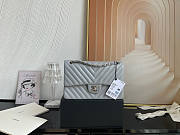 Chanel Flap Bag Chevron Lambskin Grey Silver 25cm - 1