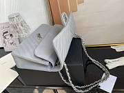 Chanel Flap Bag Chevron Lambskin Grey Silver 25cm - 4