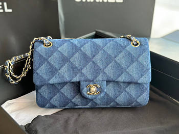 Chanel Flap Bag Denim Gold 25cm