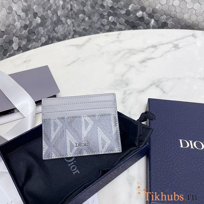 Dior Card Holder Gray CD Diamond 10x8cm - 1