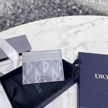 Dior Card Holder Gray CD Diamond 10x8cm
