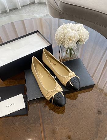 Chanel Ballerina Flat Beige Black