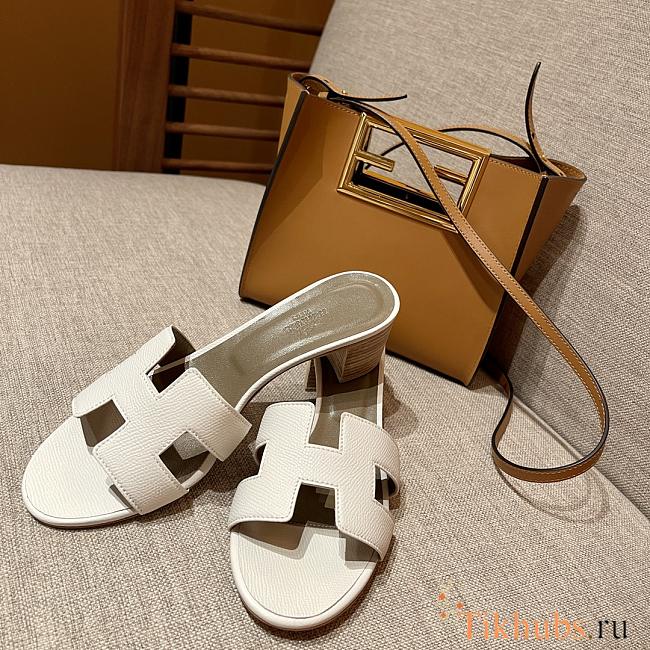 Hermes White Sandals Heel - 1