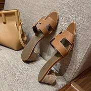 Hermes Brown Sandals Heel - 4