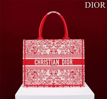 Dior Medium Book Tote White and Red Bandana 36 x 27.5 x 16.5 cm