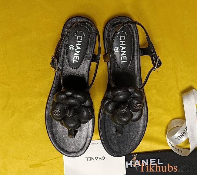 Chanel Flower Camellia Black Sandals  - 1