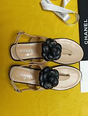 Chanel Flower Camellia Beige Black Sandals - 5