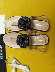 Chanel Flower Camellia Beige Black Sandals - 4