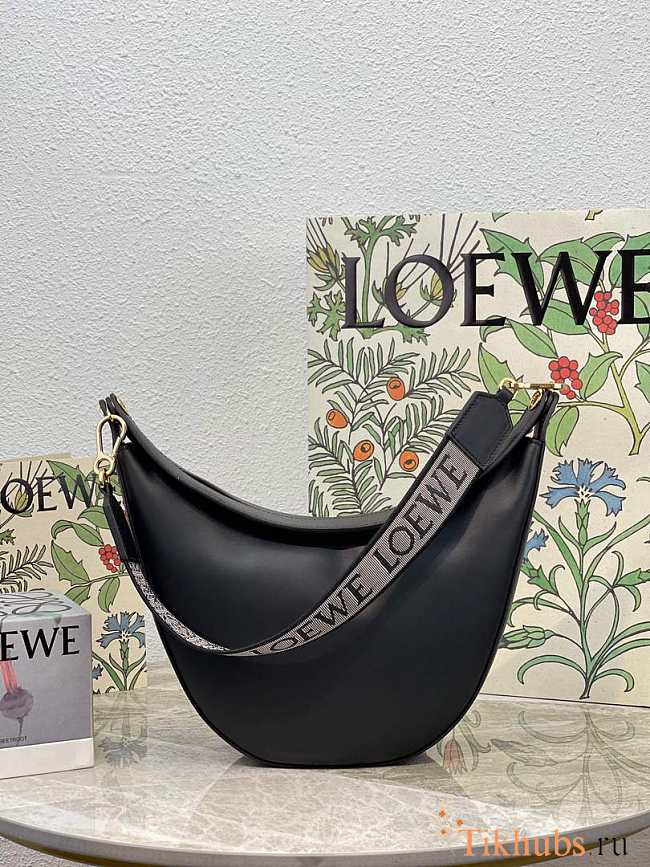 Loewe Luna Bag In Satin Calfskin And Jacquard Black 27x29.5x8cm - 1