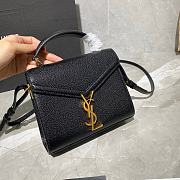 YSL Cassandra Mini Top Handle Black Grain Leather 20×16×7.5cm - 4