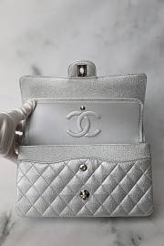 Chanel Flap Bag Silver Caviar 25cm - 3