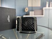 YSL Envelope Medium Caviar Bag Black Silver Hardware Size 24 x 17.5 x 6 cm - 1
