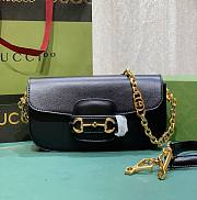 Gucci Horsebit 1955 Small Shoulder Bag Black 24x13.5x7.5cm - 1