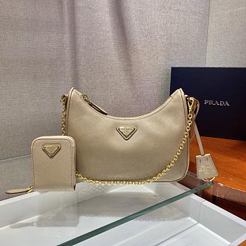 Prada Re-Edition 2005 Saffiano Leather Beige Bag 22x18x6cm