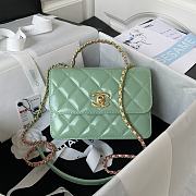 Chanel Mini Flap Bag With Top Handle Light Green Gold 20x14x7.5cm - 1