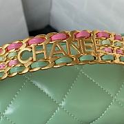 Chanel Mini Flap Bag With Top Handle Light Green Gold 20x14x7.5cm - 3