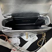 Chanel Mini Flap Bag With Top Handle Silver Gold 20x14x7.5cm - 5