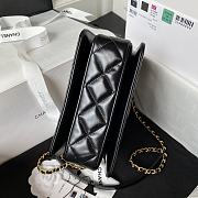 Chanel Mini Flap Bag With Top Handle Black Gold 20x14x7.5cm - 6