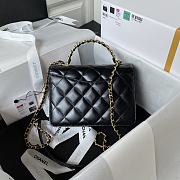 Chanel Mini Flap Bag With Top Handle Black Gold 20x14x7.5cm - 4