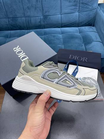 Dior B30 Olive Mesh And Cream Technical Fabric Sneakers