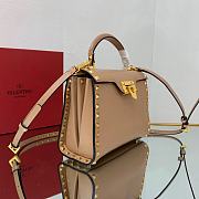 Valentino Rockstud Alcove Grainy Calfskin Handbag Beige Size 22 x 17 x 9 cm - 2