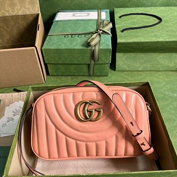 Gucci GG Marmont Shoulder Bag Peach Leather 24x13x7cm