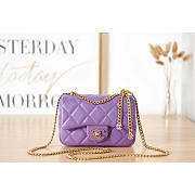 Chanel Flap Bag Purple Lambskin Gold Hardware 14x18.5x5cm - 1