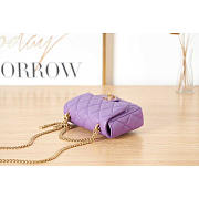 Chanel Flap Bag Purple Lambskin Gold Hardware 14x18.5x5cm - 3