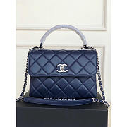 Chanel Trendy CC Flap Bag Top Handle Lambskin Dark Blue Silver 25x15x17cm - 1