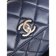 Chanel Trendy CC Flap Bag Top Handle Lambskin Dark Blue Silver 25x15x17cm - 3