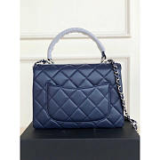 Chanel Trendy CC Flap Bag Top Handle Lambskin Dark Blue Silver 25x15x17cm - 2
