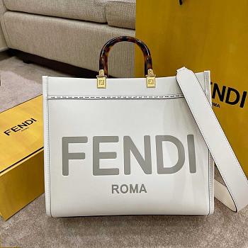 Fendi Sunshine Medium White Leather Shopper 35x17x31cm