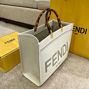 Fendi Sunshine Medium White Leather Shopper 35x17x31cm - 4