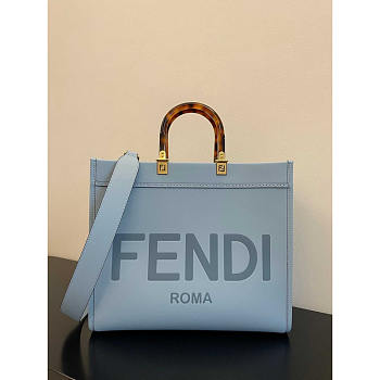 Fendi Sunshine Medium Blue Leather Shopper 35x17x31cm