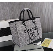 Chanel Deauville Tote Woven Large Charcoal Black 38x29x17cm - 4