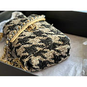 Chanel 19 Flap Bag Quilted Tweed Medium Beige And Black 26cm - 3