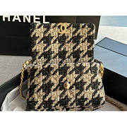 Chanel 19 Flap Bag Quilted Tweed Medium Beige And Black 26cm - 5