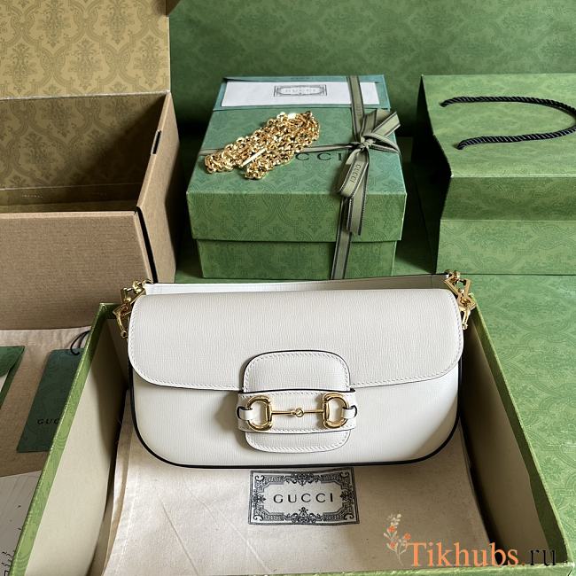 Gucci Horsebit 1955 Small Shoulder Bag White 24x13.5x7.5cm - 1