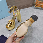 Prada Metallic Leather Platform Sandals Heels Gold - 6