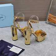 Prada Metallic Leather Platform Sandals Heels Gold - 3