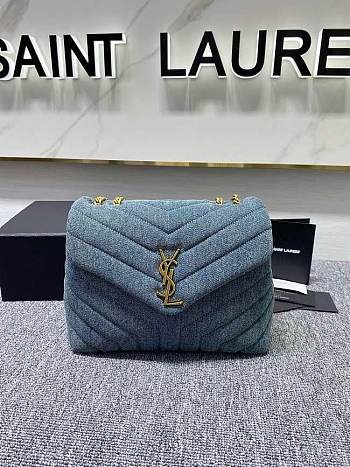 YSL Loulou Denim Gold Bag 25cm