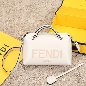 Fendi Medium By The Way Leather Boston Bag White 27x15x13cm